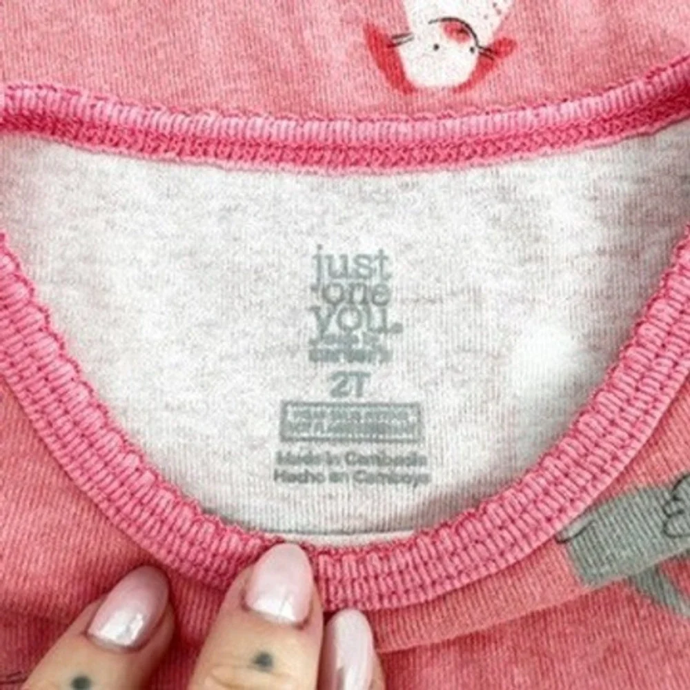 Just One You Carter's Pink Bunny Rabbit Pajama Set Kids‎ 2T Cotton
